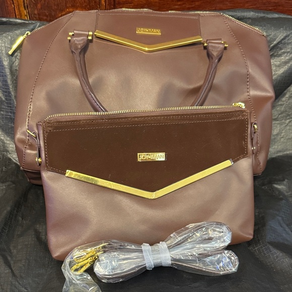 Joy Mangano Elegant Brown Shoulder Bag Set - Picture 1 of 2